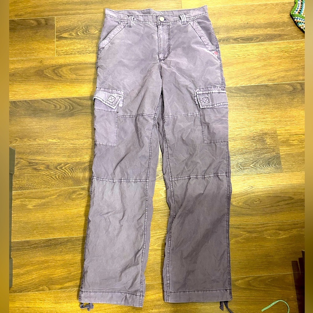 BDG Cargo Utility pants Women’s size 32 lightweight Drawstring ankle Purple blue